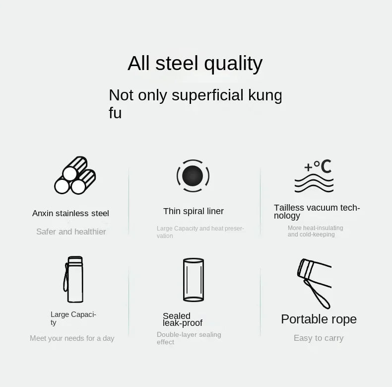 800ML Double Wall Stainles Steel Water Bottle Thermos Bottle Keep Hot and Cold Insulated Vacuum Flask for Sport