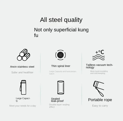 800ML Double Wall Stainles Steel Water Bottle Thermos Bottle Keep Hot and Cold Insulated Vacuum Flask for Sport